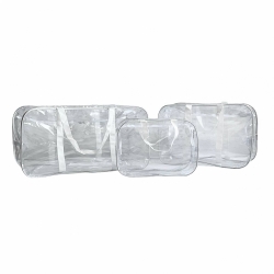 Set geantă de maternitate transparentă cu detalii albe, 3 bucăți